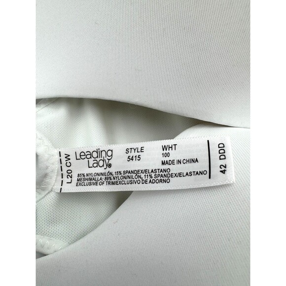 Leading Lady 5415 The Brigitte White Racerback Front Close Underwire Bra 42DDD - Picture 8 of 9
